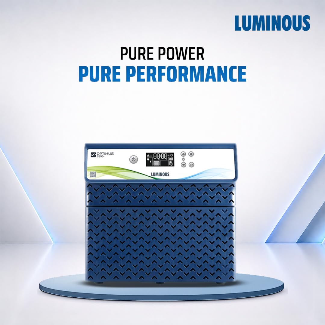 Luminous Optimus 2800+ 2500VA 24V Pure Sine Wave Inverter for Home, Office & Shops | LCD Display & Easy Installation | Supports Upto 2 Batteries | High Capacity Backup Solution | 36 Months Warranty