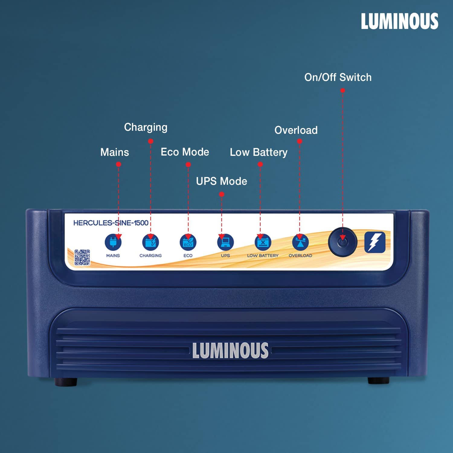 Luminous Inverter & Battery Combo with Trolley for Home & Shops | Hercules Sine Pro 1500 (1400VA/12V) Pure Sine Wave Inverter | ILTT20060 160 Ah Tubular Batter