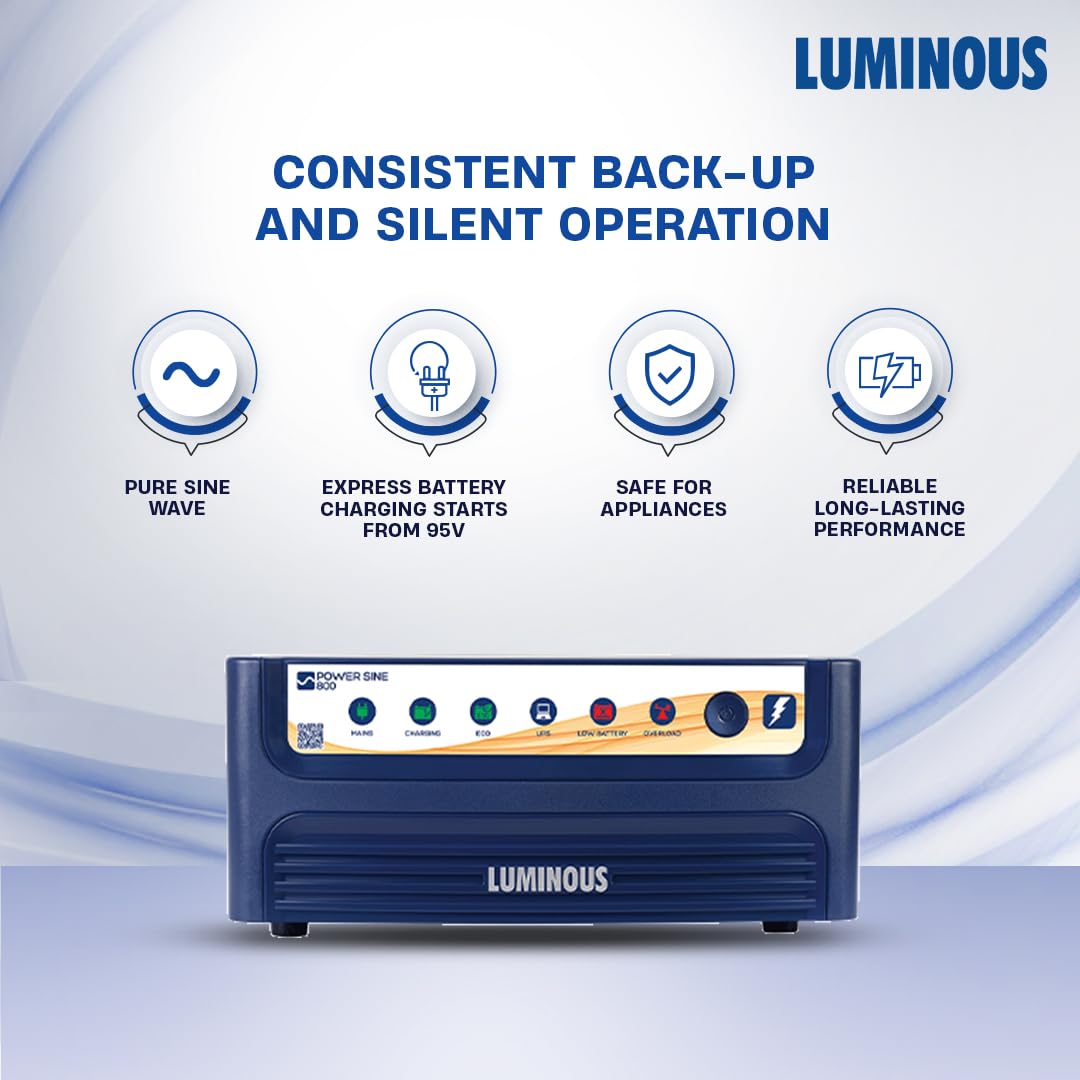 Luminous Inverter & Battery Combo for Home, Office & Shops | Power sine 800 Pure Sine Wave Inverter | RC 18000ST Pro 