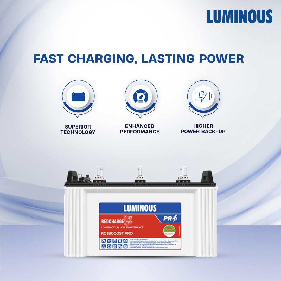 Luminous Inverter & Battery Combo for Home, Office & Shops | Power sine 800 Pure Sine Wave Inverter | RC 18000ST Pro 