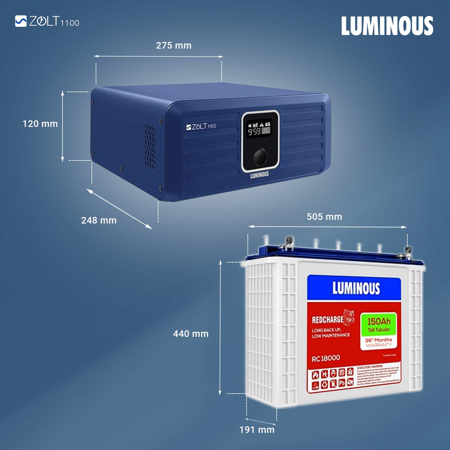 Luminous Inverter & Battery Combo with Trolley 