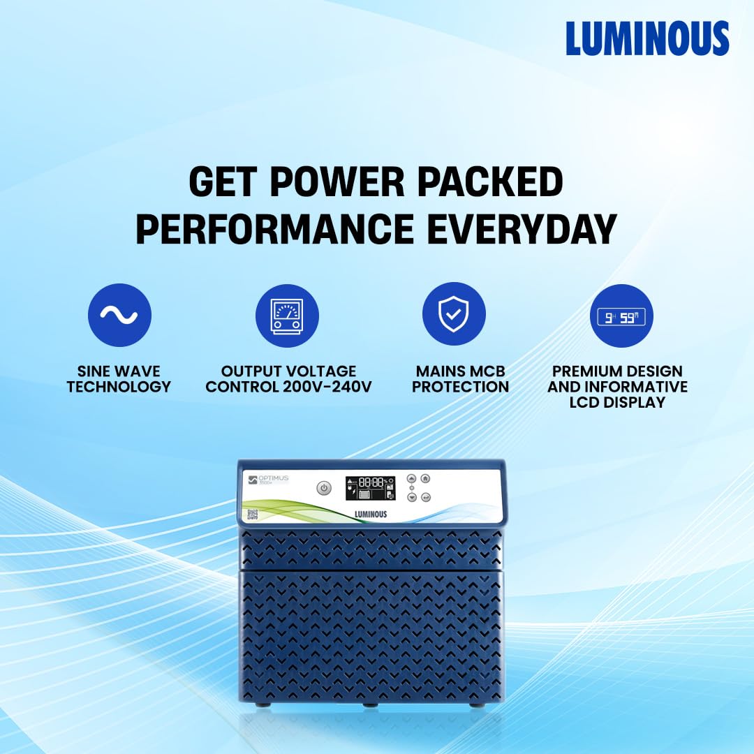 Luminous Inverter & Battery Combo for Home, Office & Shops | Optimus 2300+ (2000VA/24V) Pure Sine Wave Inverter | 2 x RC 18000 150 Ah Tall Tubular Batteries | 