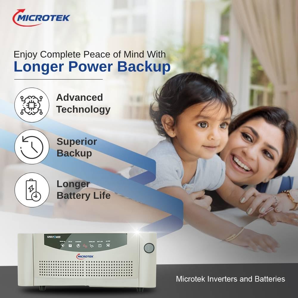 Microtek Super Power 700 Advanced Digital 600VA/510W Inverter, Support 1 Battery with 2 Year Warranty for Home, Office & Shops