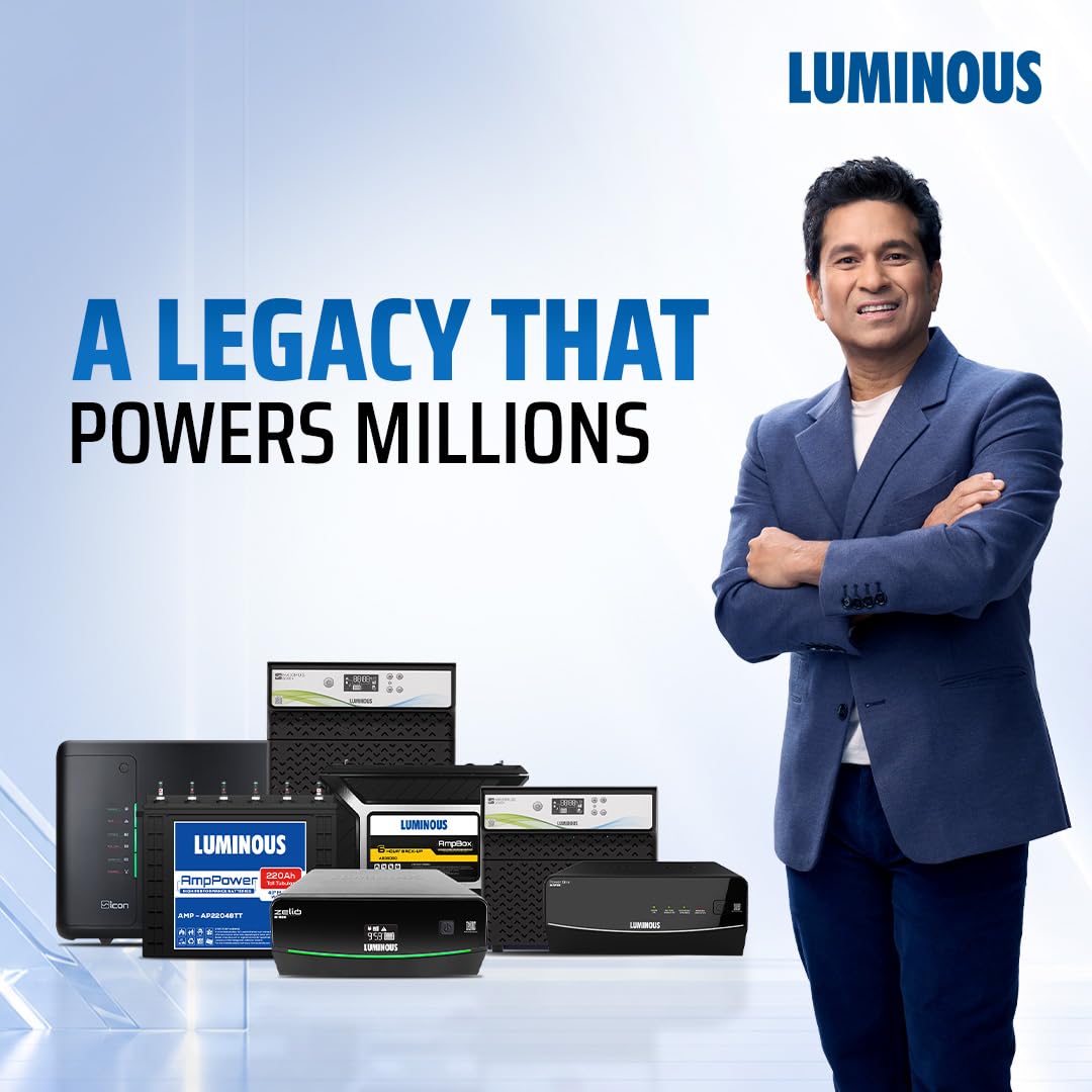 Luminous Inverter & Battery Combo with Trolley for Home & Shops | Zelio+ 1100 (900VA/12V) Pure Sine Wave Inverter 