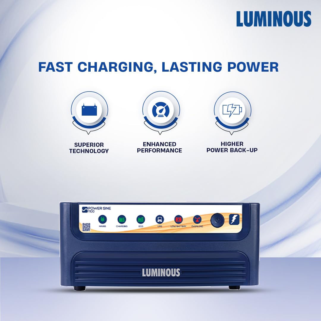 Luminous Inverter & Battery Combo (Power sine 1100 Pure Sine Wave 900VA/12V Inverter with ILTT20060 Tall Tubular 160Ah Battery + Trolley) 