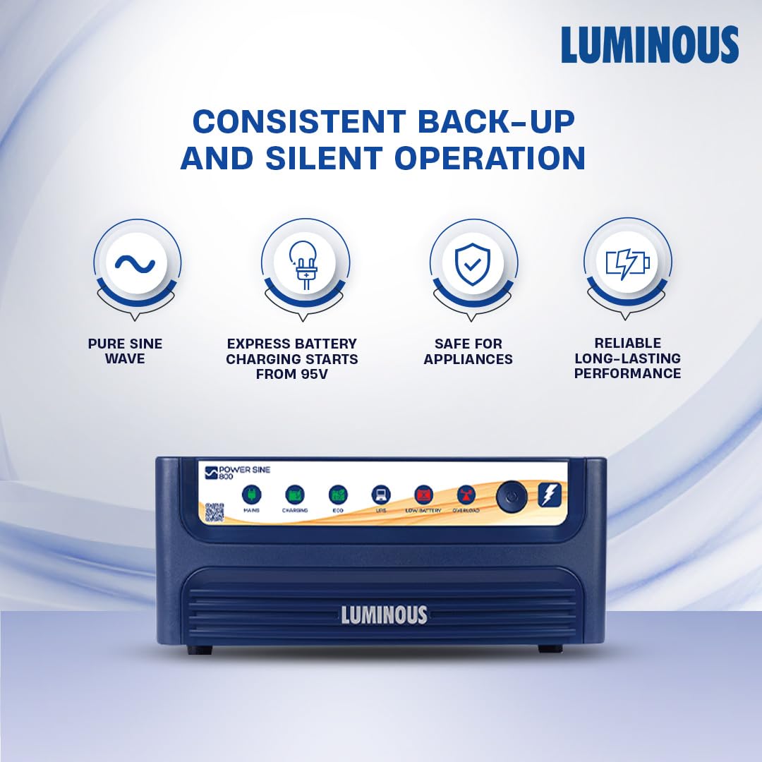 Luminous Inverter & Battery Combo with Trolley for Home & Shops | Power sine 800 (700VA/12V)  | RC 18000ST Pro 150Ah 