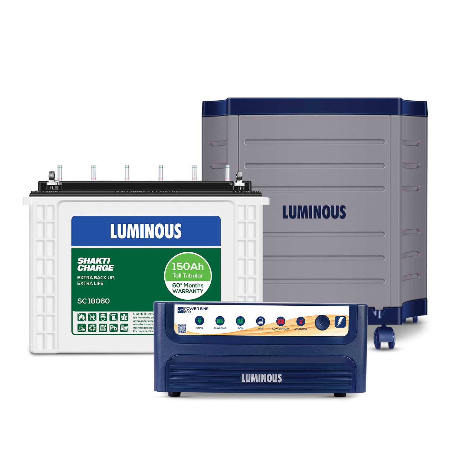 Luminous Inverter & Battery Combo (Power sine 800 Pure Sine Wave 700VA/12V Inverter with SC 18060