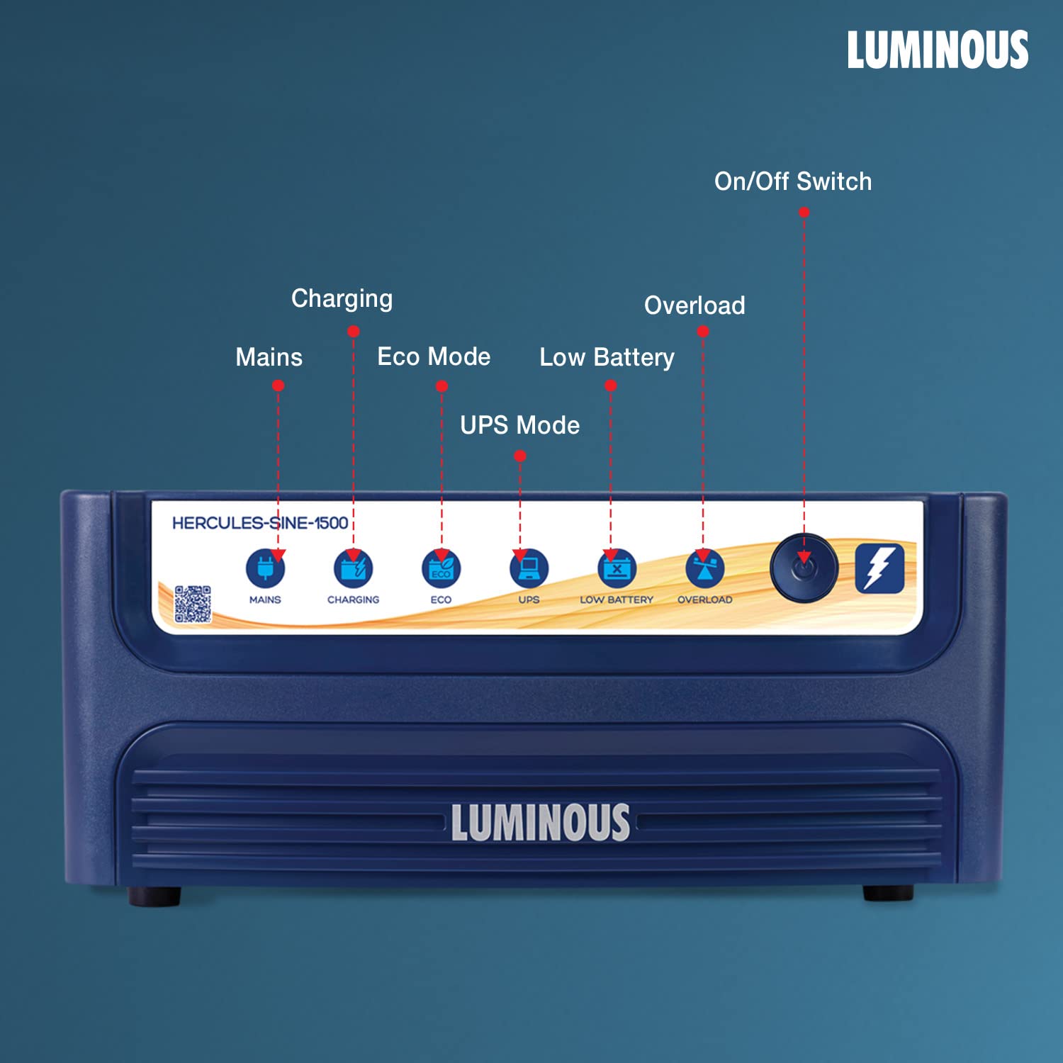 Luminous Inverter & Battery Combo with Trolley for Home & Shop | Hercules Sine Pro 1500 (1400VA/12V) Pure Sine Wave Inverter | RC18000 150Ah Tall Tubular Battery