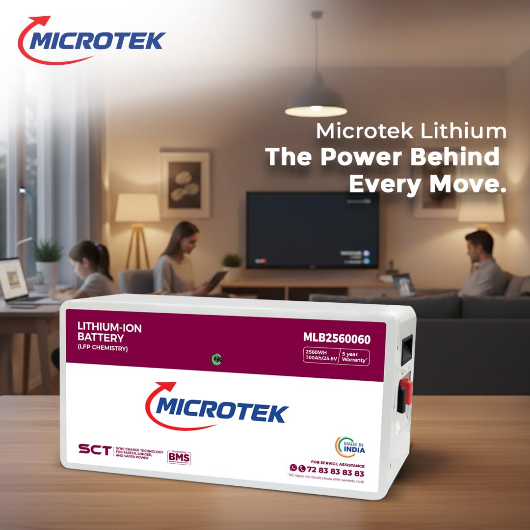 Microtek MLB2560060  100Ah 25.6V LiFePO4 Lithium Inverter Battery