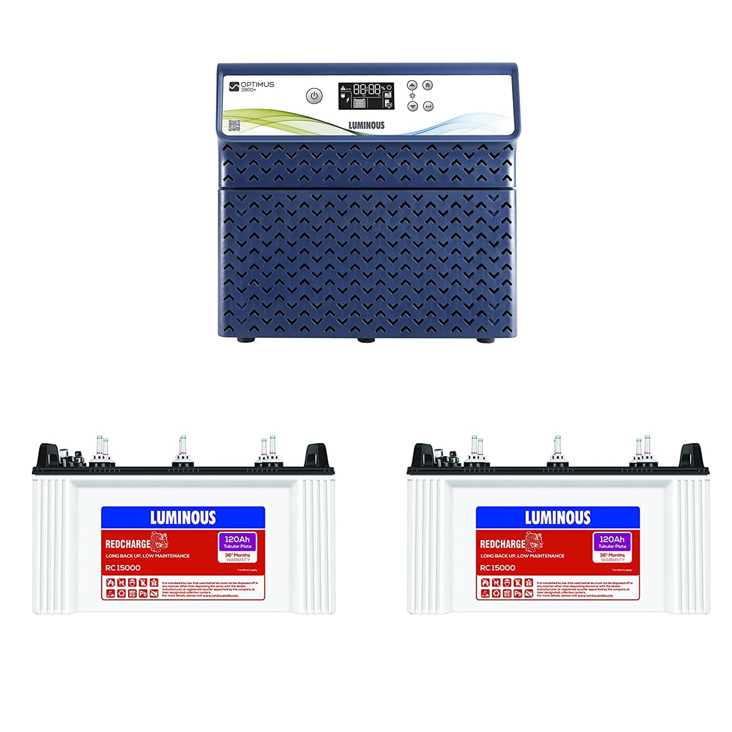 Luminous Inverter & Battery Combo for Home, Office & Shops | Optimus 2800+ (2500VA/24V) Pure Sine Wave Inverter