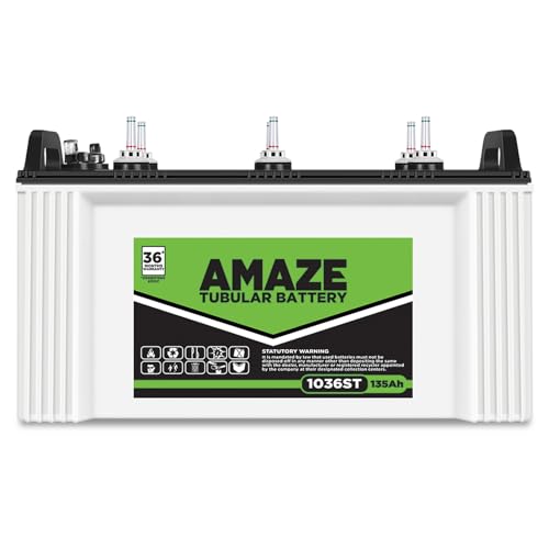 Amaze Short Tubular Battery for Home, Office & Shops | 1036ST 135Ah | Easy Installation | Durable and Reliable Inverter Battery | Minimum Maintenance | with 36 Months Warranty