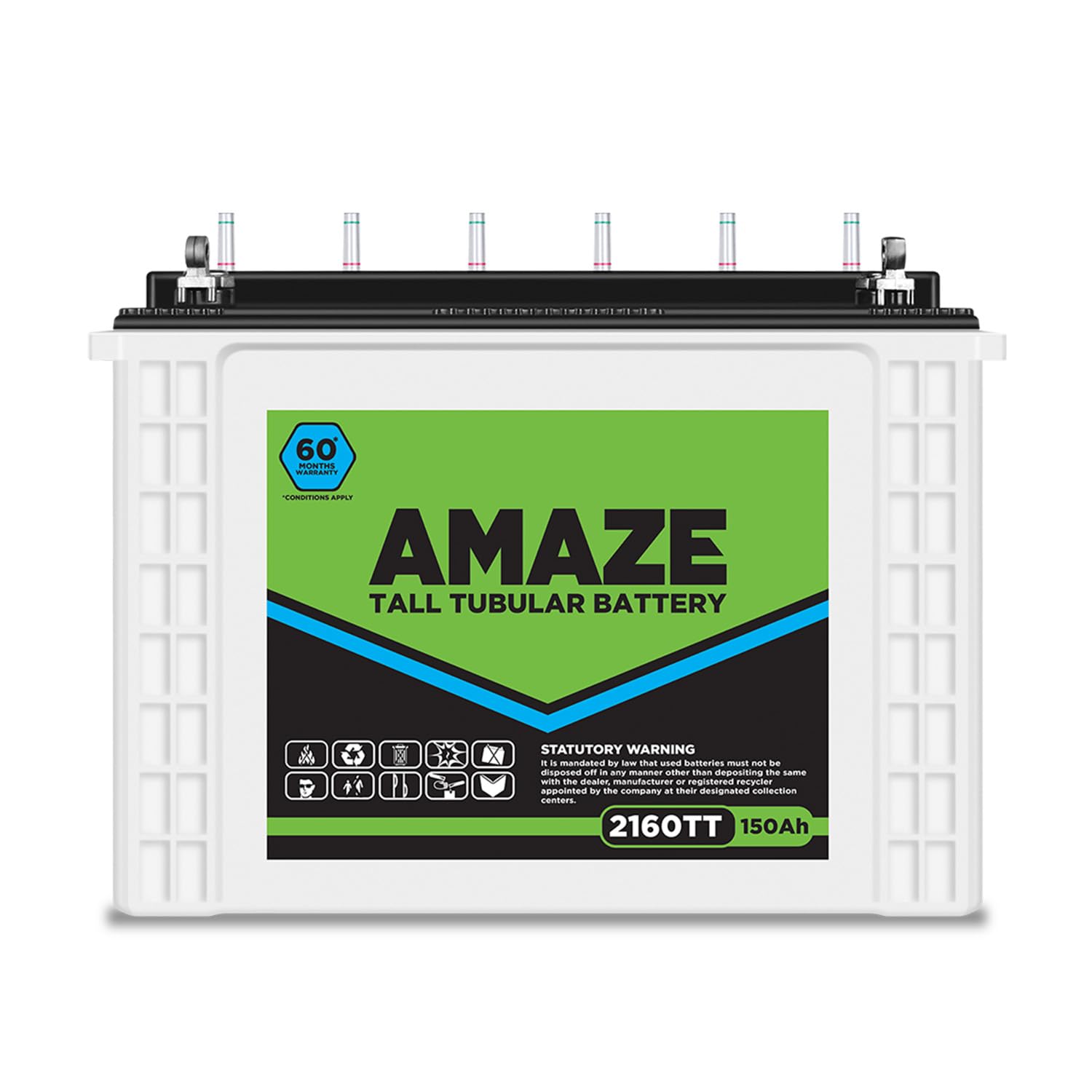 Amaze Tall Tubular Battery for Home, Office & Shops | 2160TT 150Ah | Easy Installation | Durable and Reliable Inverter Battery | Minimum Maintenance | with 60 Months Warranty