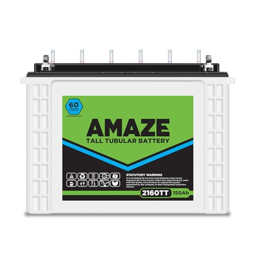 Amaze Tall Tubular Battery for Home, Office & Shops | 2160TT 150Ah | Easy Installation | Durable and Reliable Inverter Battery | Minimum Maintenance | with 60 Months Warranty