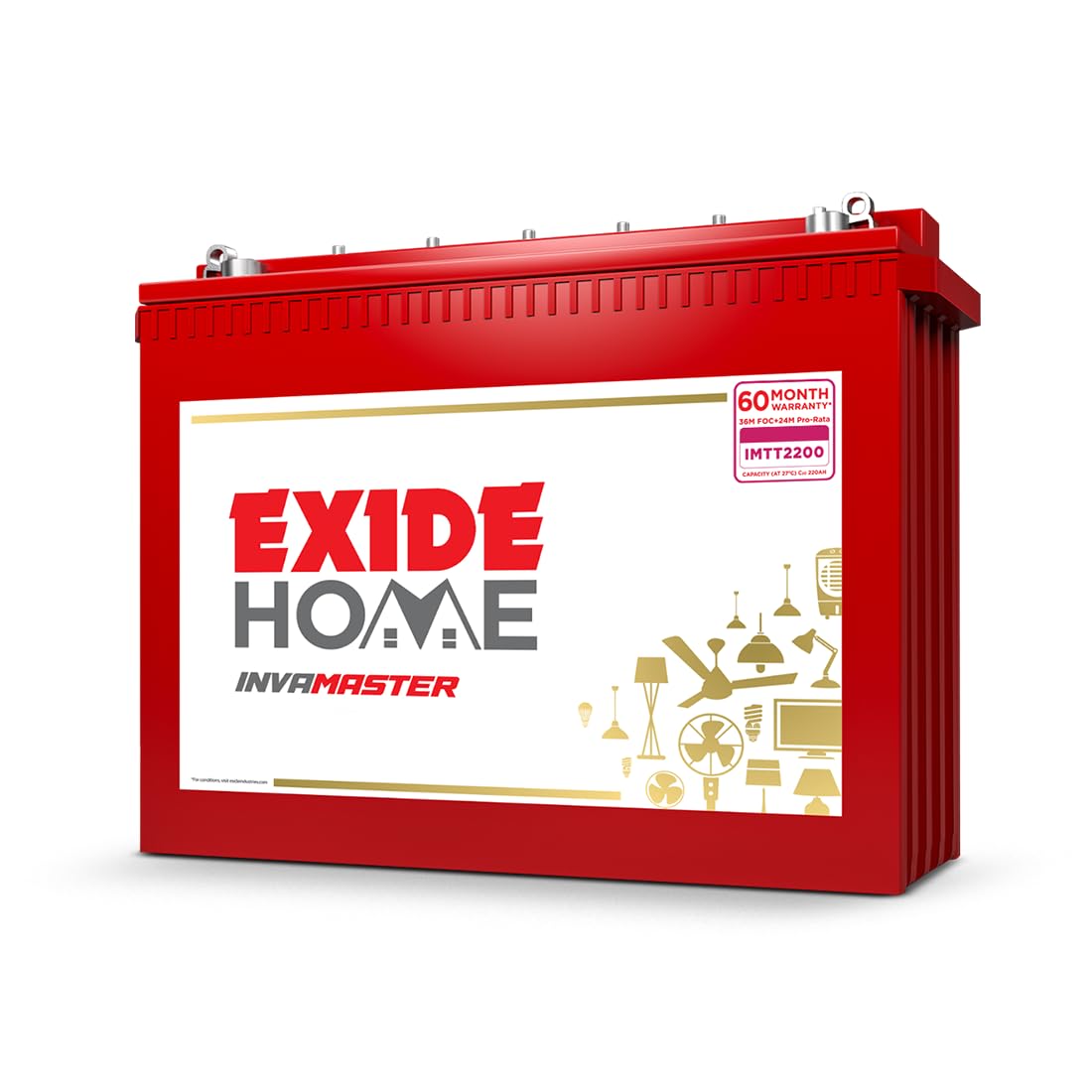 EXIDE INVA Master IMTT2200 220Ah 12V Tall Tubular Inverter Battery | Ideal for Home, Office & Shops | Long Backup & Low Maintenance | Leak Resistant | 60 Months Warranty