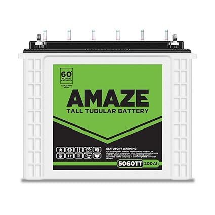 Amaze Tall Tubular Battery for Home, Office & Shops | 5060TT 200Ah | Easy Installation |Durable and Reliable Inverter Battery | Minimum Maintenance | with 60 Months Warranty