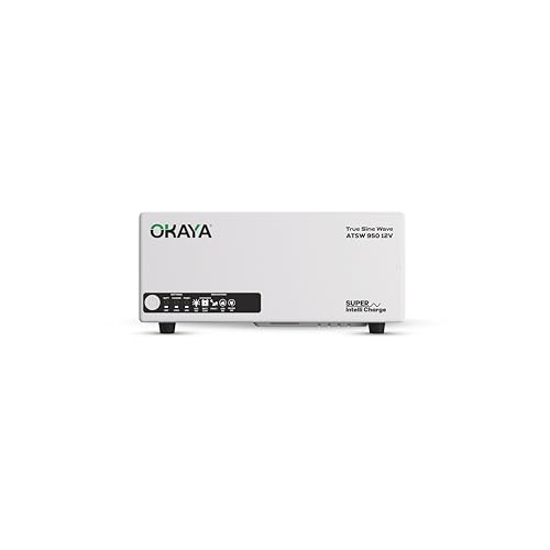 Okaya ATSW 950 Inverter for Home, Office & Shops | 700VA/12V Pure Sinewave | Reliable Power Backup | Supports 1 Inverter Battery | LED Display | Fast Charging | with 36 Months Warranty