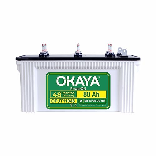 OKAYA PowerON OPJT11048 80Ah Jumbo Tubular Inverter Battery for Home, Office & Shops with Certified Extra Backup | Spillage Free & Low Maintenance Design | 48 Months Warranty