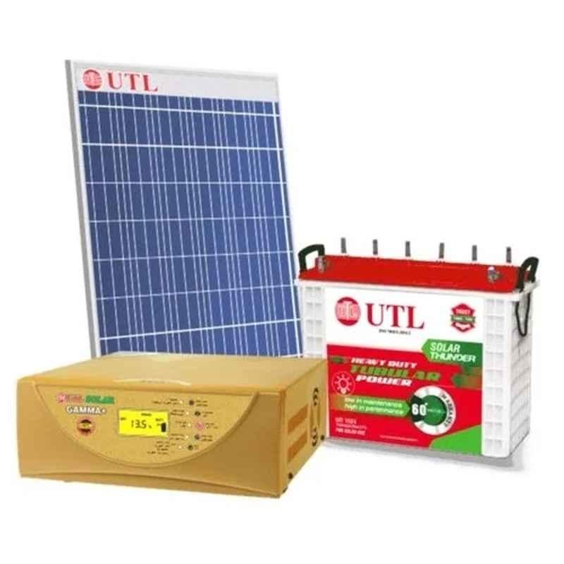 UTL UIT 2036 200Ah/12V Tubular Battery, Gamma Plus 1kVA 12V Pure Sine Wave Solar Inverter & 555W Half Cut Mono PERC 144 Cells Solar Panel Combo